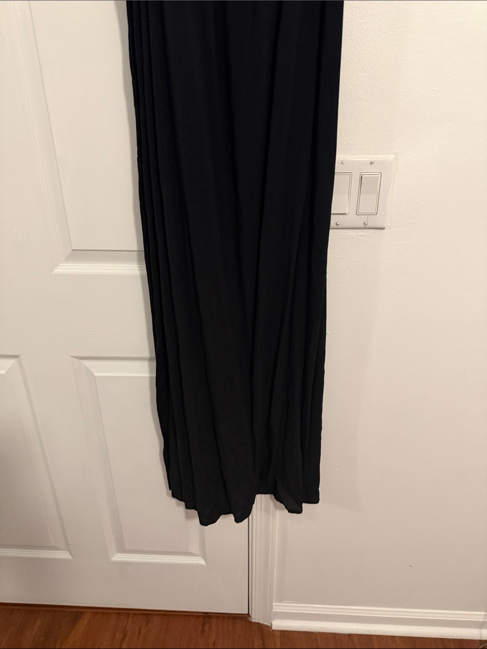 Simple Black Slip Maxi Dress with Pom Poms on top - Picture 2 of 4